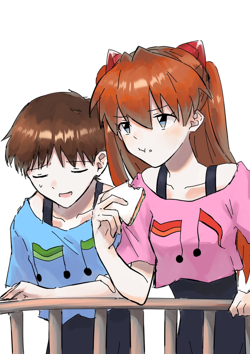 souryuu asuka langley and ikari shinji (neon genesis evangelion) drawn by yurumenoika_eva