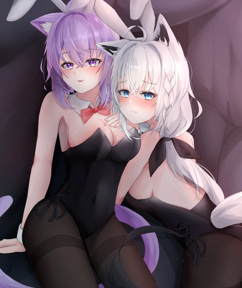shirakami fubuki and nekomata okayu (hololive) drawn by st-147