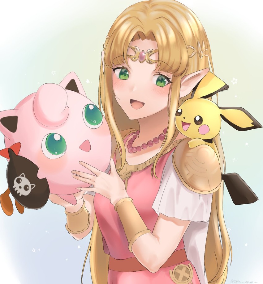 princess zelda, jigglypuff, and pichu (pokemon and 3 more) drawn by niko_(aiai03012)