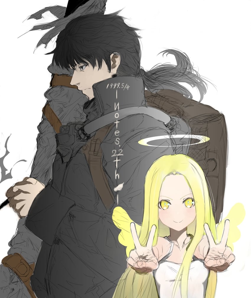 v/v and gun god (angel notes) drawn by burleciel