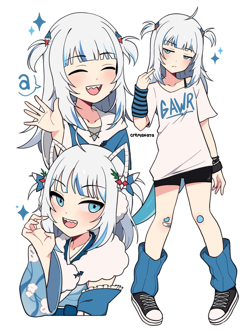 gawr gura (hololive and 1 more) drawn by cremanata