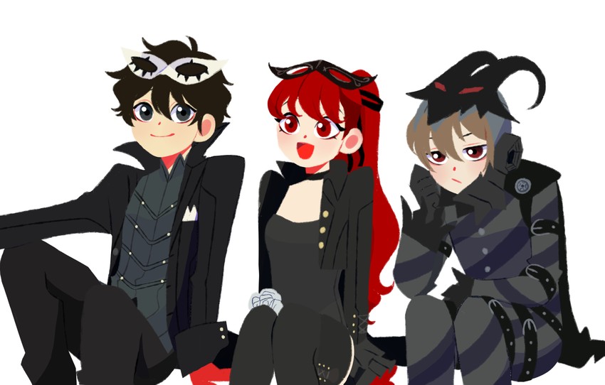 amamiya ren, yoshizawa kasumi, akechi gorou, joker, violet, and 1 more (persona and 2 more) drawn by eveekoo