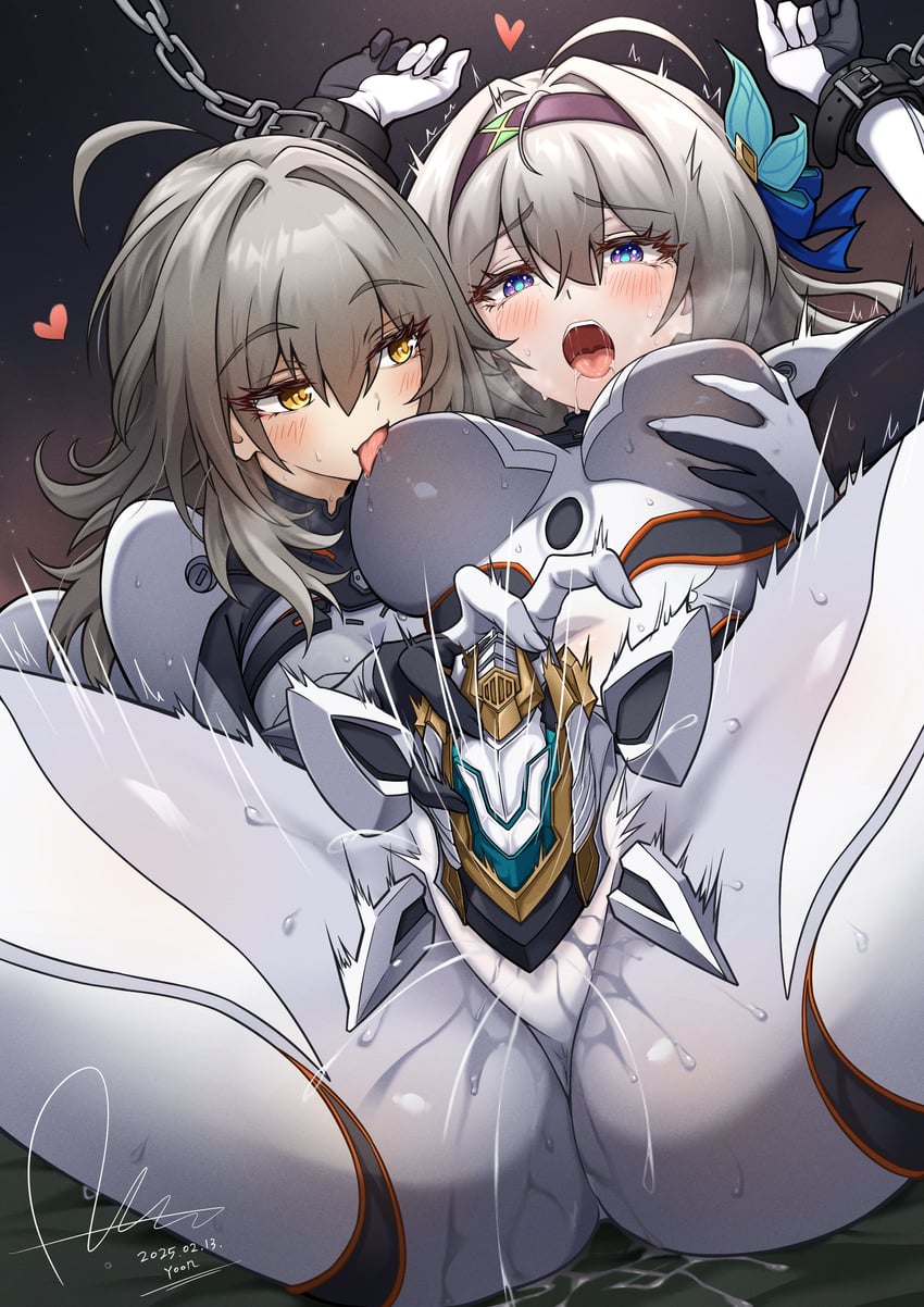 trailblazer, stelle, and firefly (honkai and 1 more) drawn by dasoin