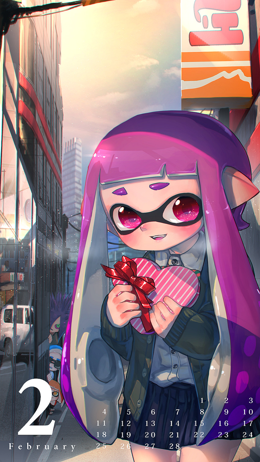 inkling player character, inkling girl, and spyke (splatoon and 1 more) drawn by kashu_(hizake)