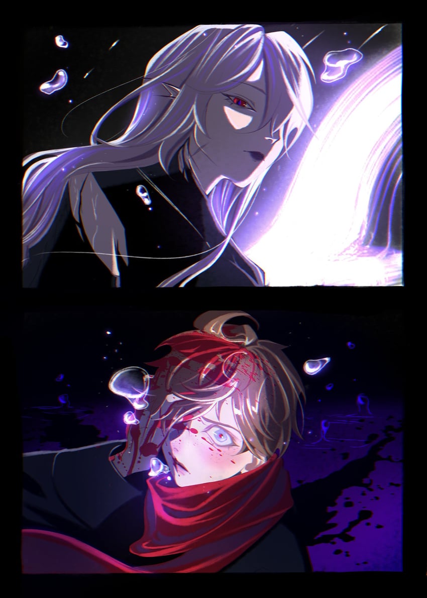 tartaglia and skirk (genshin impact) drawn by leaenil
