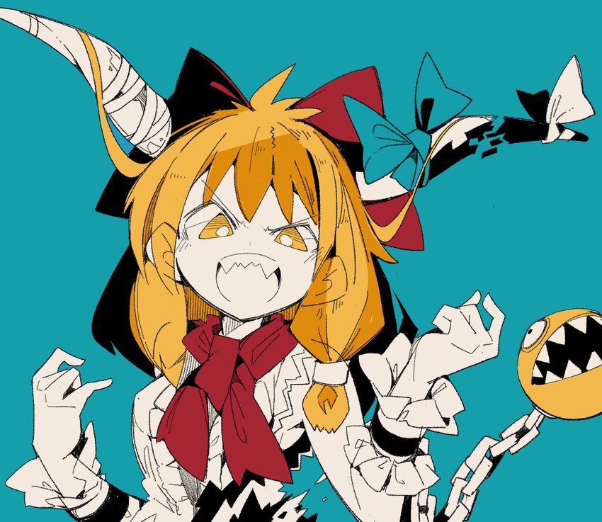 ibuki suika and chain chomp (touhou and 1 more) drawn by massakasama