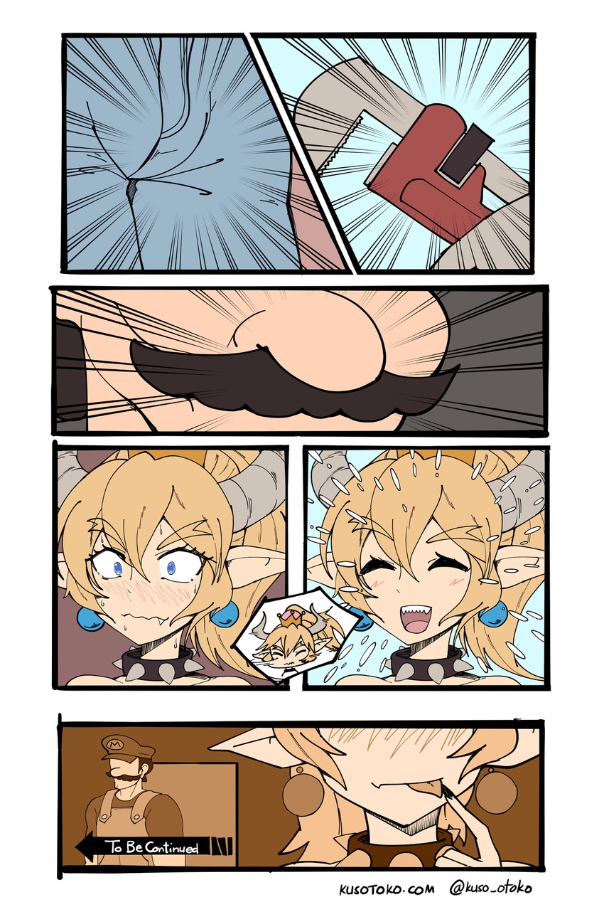 mario and bowsette (jojo no kimyou na bouken and 2 more) drawn by kuso_otoko
