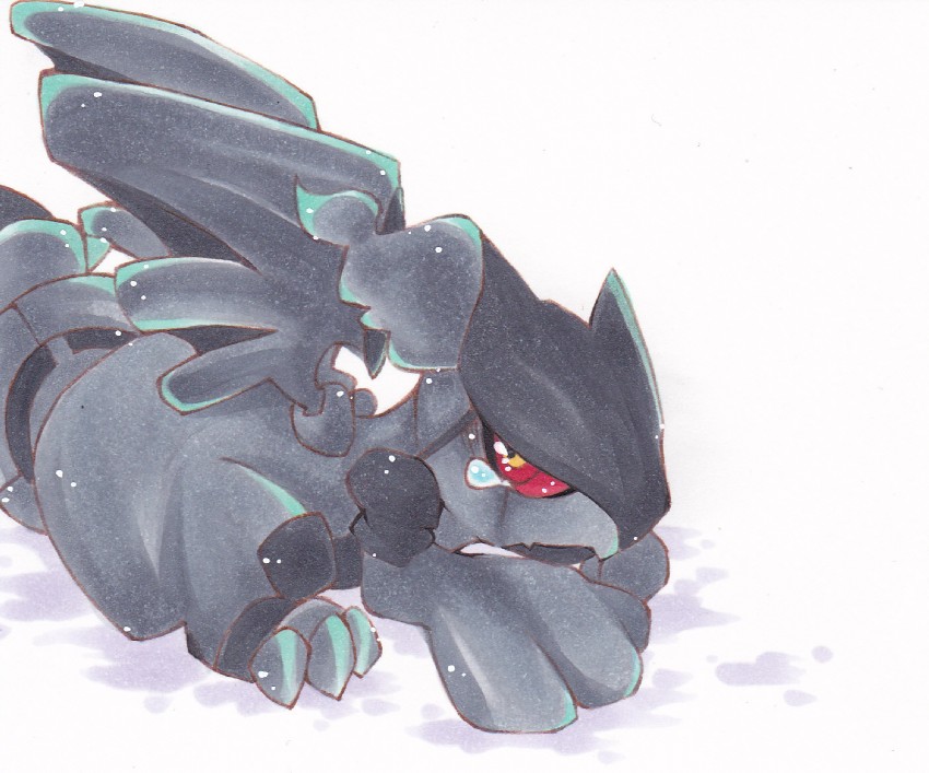 zekrom (pokemon and 1 more) drawn by sa_usagi