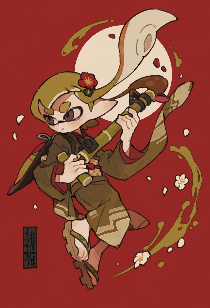 inkling player character and inkling girl (splatoon) drawn by p0m4_p0m4