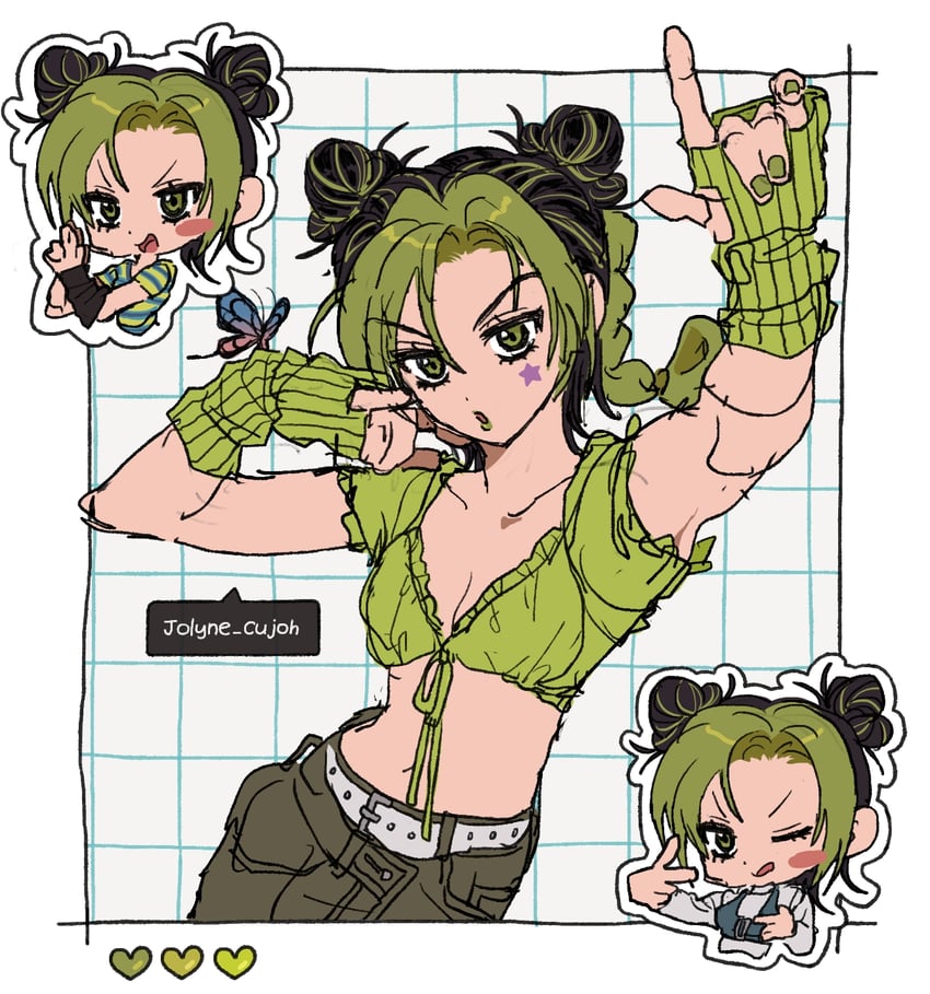 kujo jolyne (jojo no kimyou na bouken and 1 more) drawn by fu_r_y
