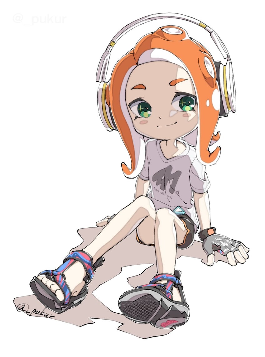 octoling player character and octoling girl (splatoon) drawn by pukur