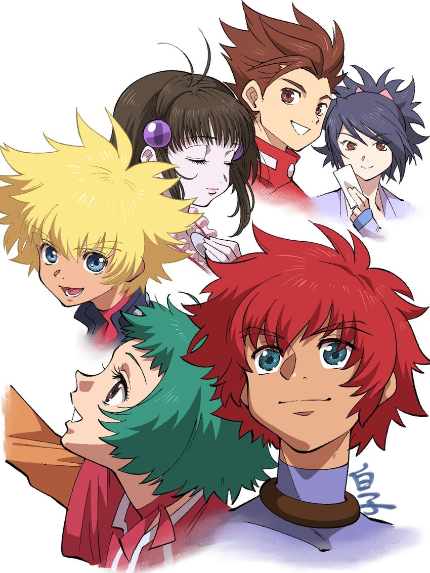 lloyd irving, fujibayashi sheena, farah oersted, reala, reid hershel, and 1 more (tales of and 4 more) drawn by shirako_(kirupi)