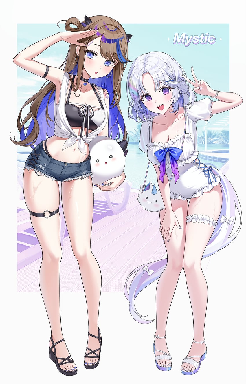 airi kanna, ayatsuno yuni, scales, and arnyang (stellive) drawn by miho_(mymiho)