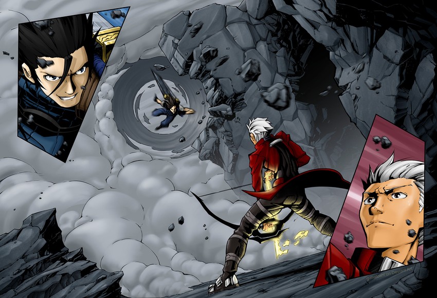 archer and zack fair (fate and 4 more) drawn by g-matoshi