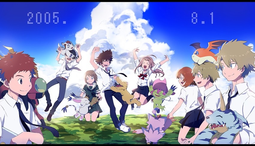 yagami hikari, yagami taichi, tailmon, agumon, tachikawa mimi, and 11 more (digimon and 2 more) drawn by daiki_(daikingairkgk)