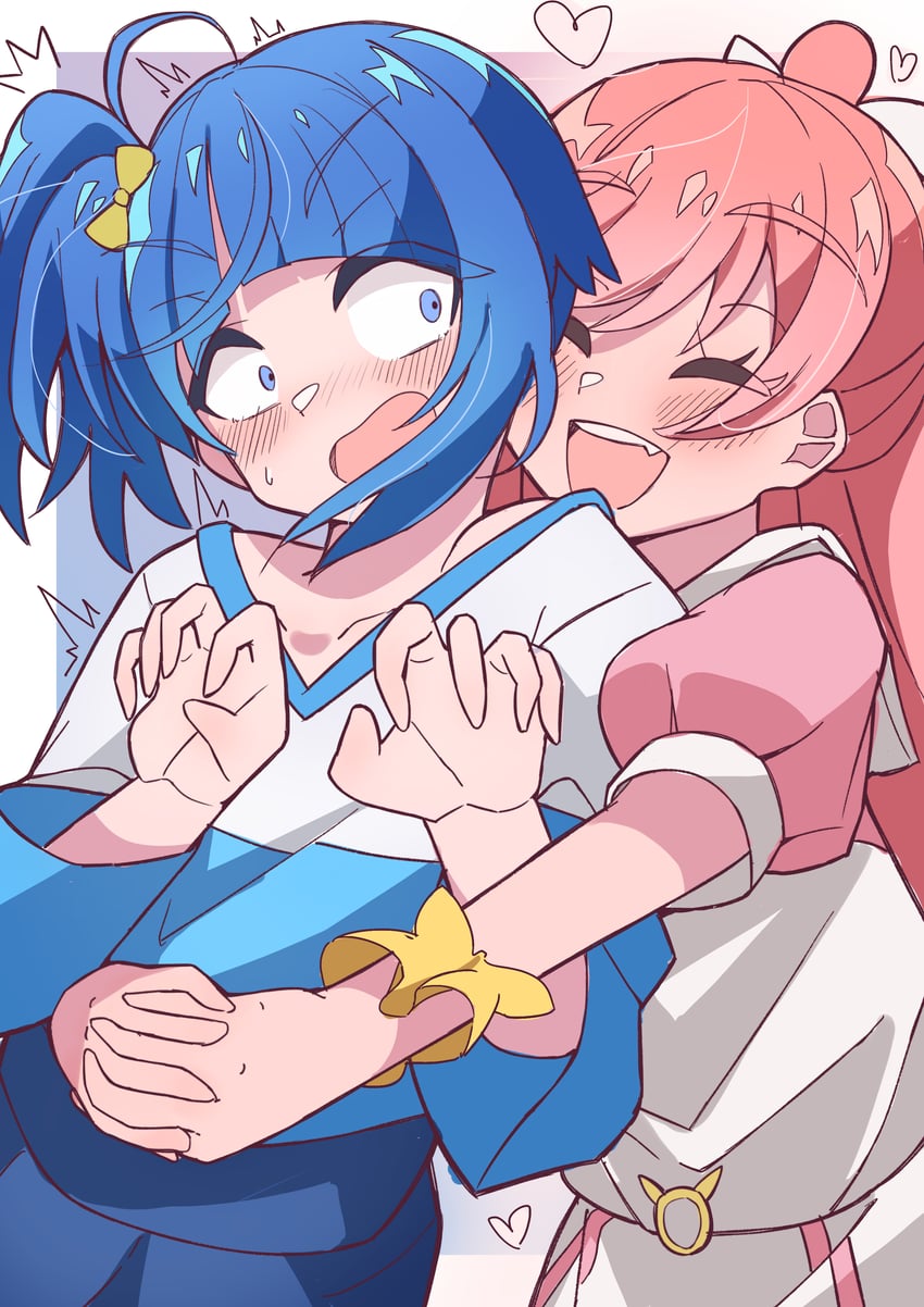 sora harewataru and nijigaoka mashiro (precure and 1 more) drawn by nuuji_nuge