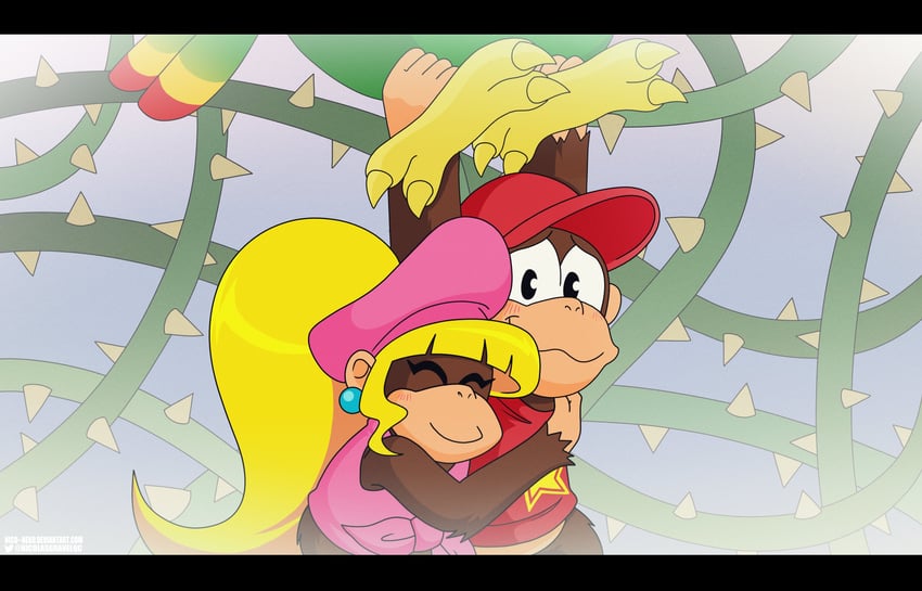 diddy kong, dixie kong, and squawks (donkey kong and 1 more) drawn by nico-neko