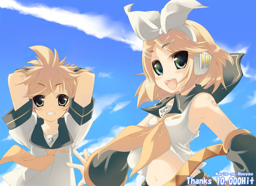 kagamine rin and kagamine len (vocaloid) drawn by amanooni_touri