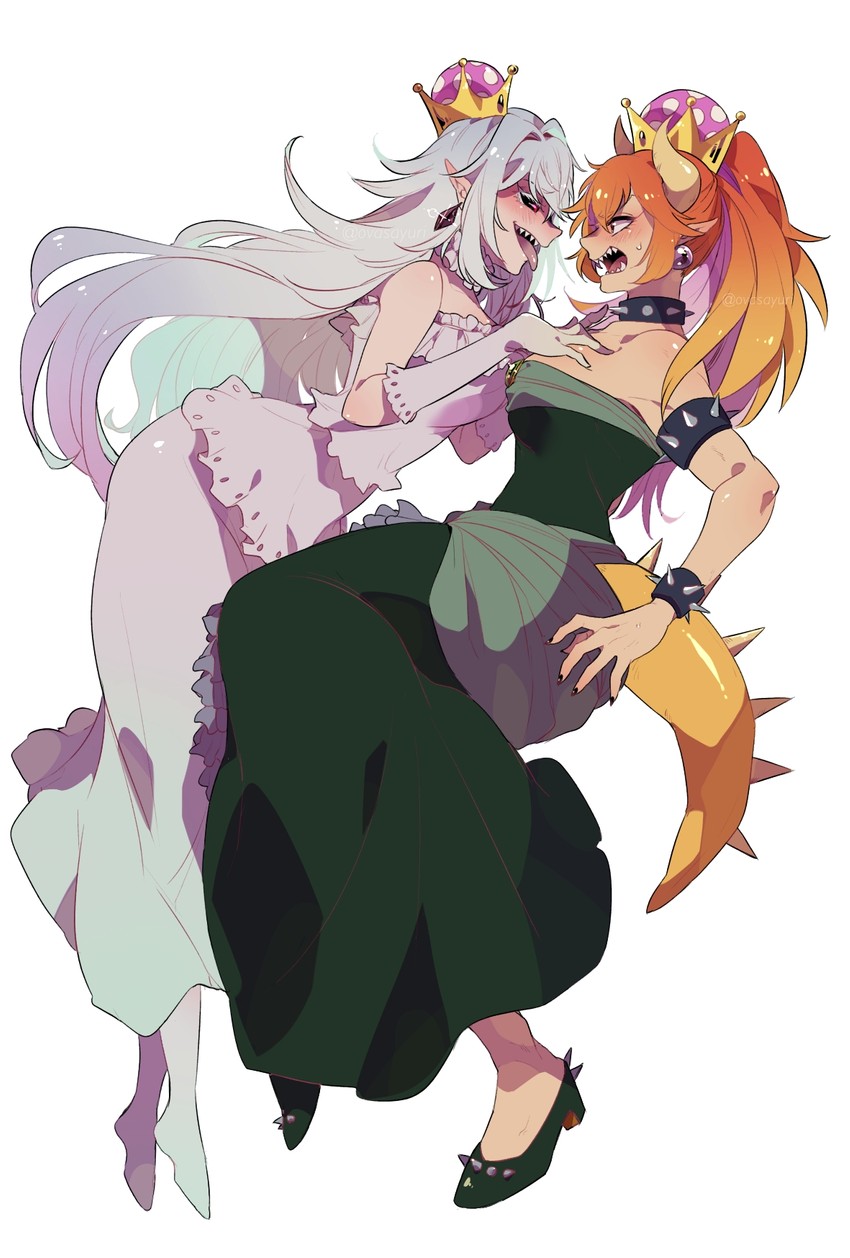 bowsette and princess king boo (mario and 2 more) drawn by ovasayuri