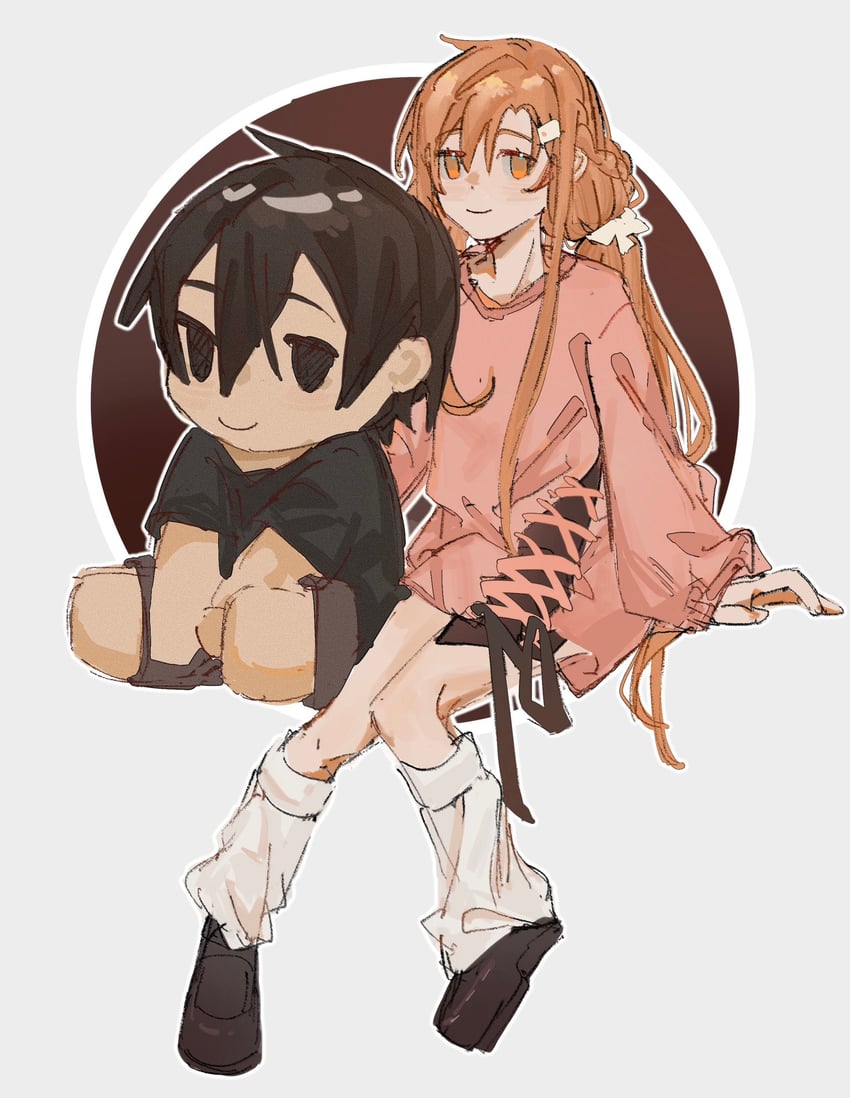 asuna and kirito (sword art online) drawn by onori821