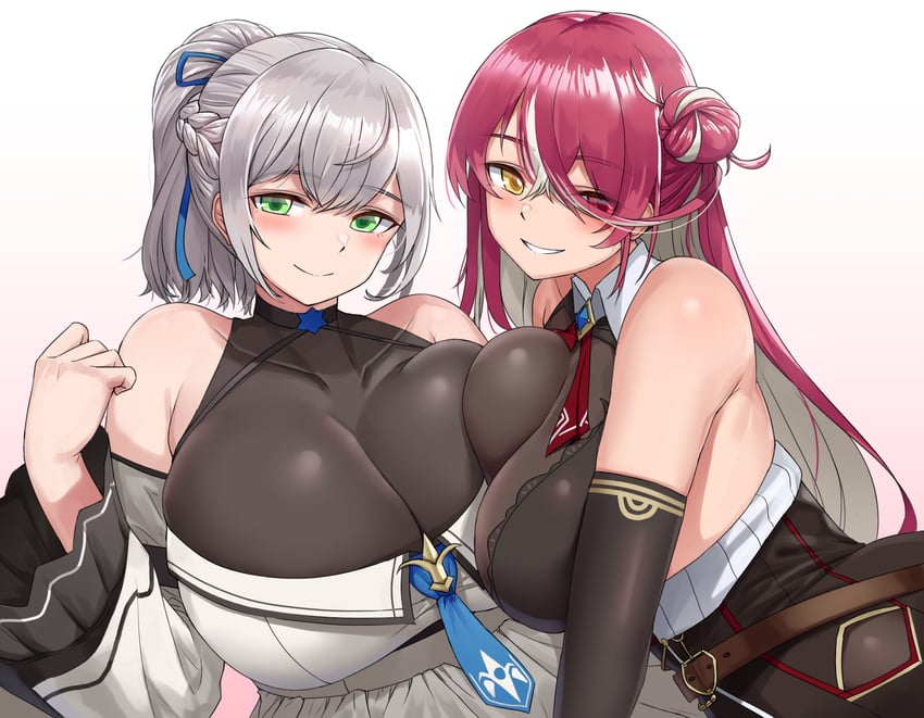 houshou marine and shirogane noel (hololive) drawn by cho!cho!