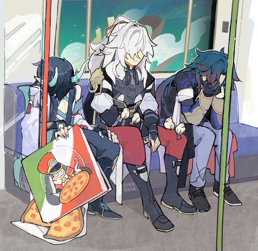 dan heng, blade, jing yuan, and pom-pom (honkai and 1 more) drawn by evercelle