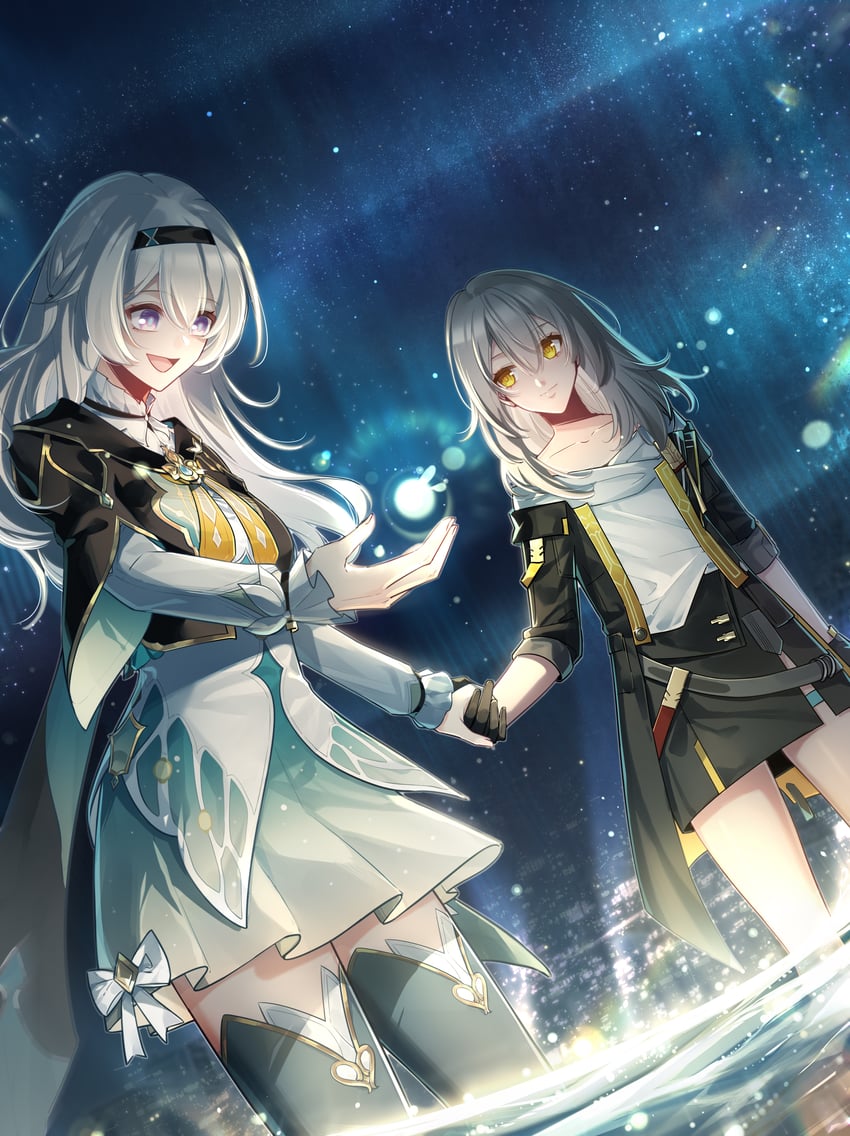 trailblazer, firefly, and stelle (honkai and 1 more) drawn by qingmure