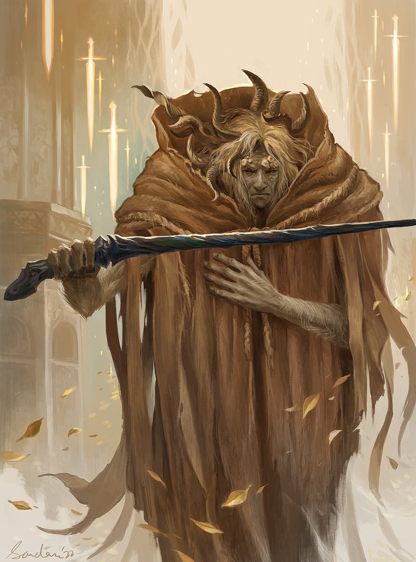 morgott the omen king and margit the fell omen (elden ring) drawn by sandara