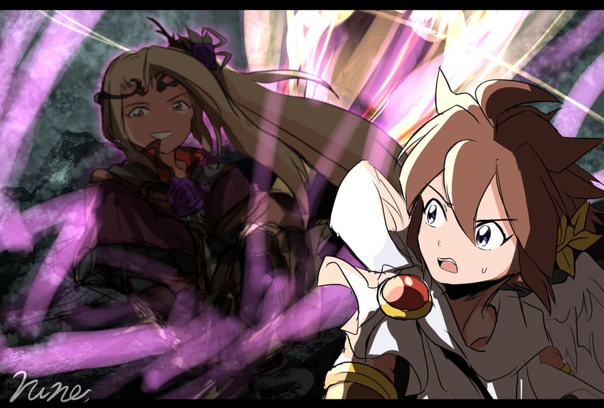 pit and viridi (kid icarus and 1 more) drawn by rune_(ruupokesmash54)