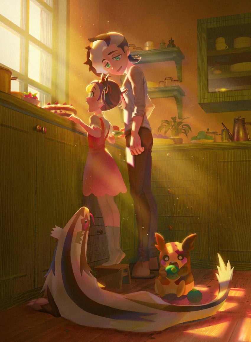 marnie, morpeko, piers, and galarian linoone (pokemon and 1 more) drawn by meipu_hm