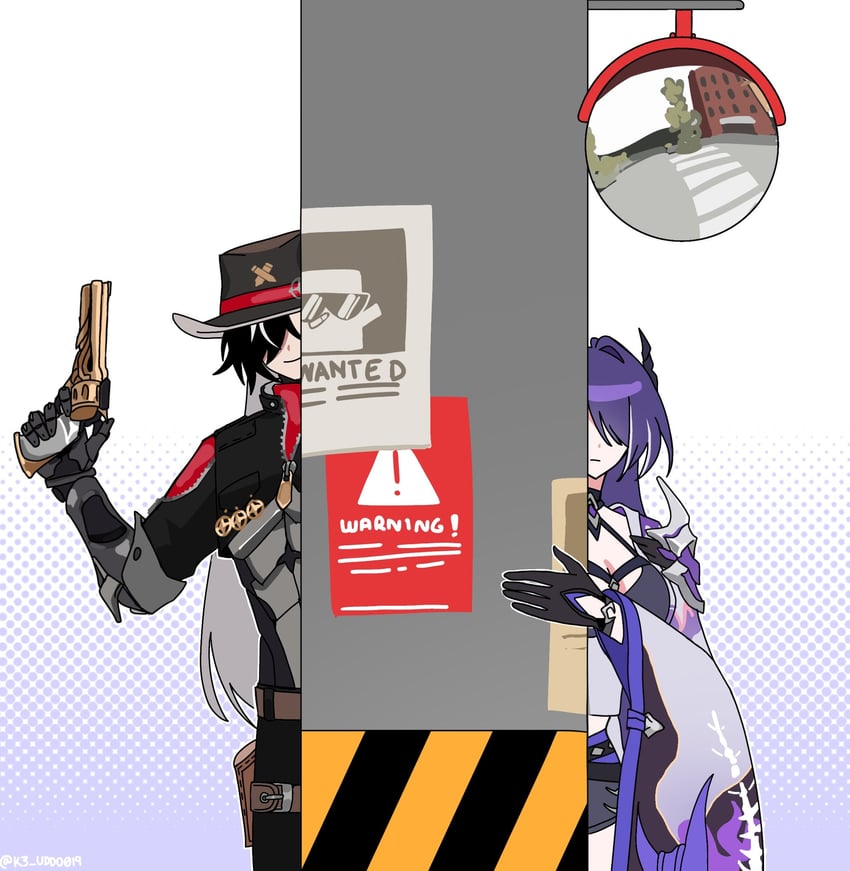 acheron and boothill (honkai and 1 more) drawn by k3_uddo019