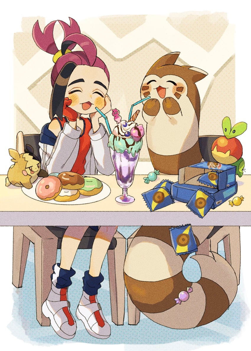 kieran, morpeko, furret, and applin (pokemon and 1 more) drawn by matsuda_(0yx38755230263c)