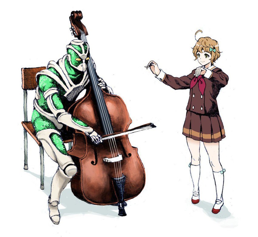 hierophant green and kawashima sapphire (jojo no kimyou na bouken and 1 more) drawn by nobita_(makoto7060355)