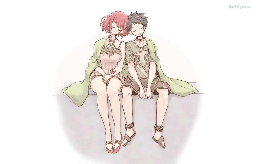 pyra and rex (xenoblade chronicles and 1 more) drawn by mochimochi_(xseynao)
