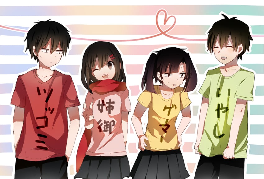 tateyama ayano, kisaragi shintarou, enomoto takane, and kokonose haruka (kagerou project) drawn by samiya_(samiyaan)