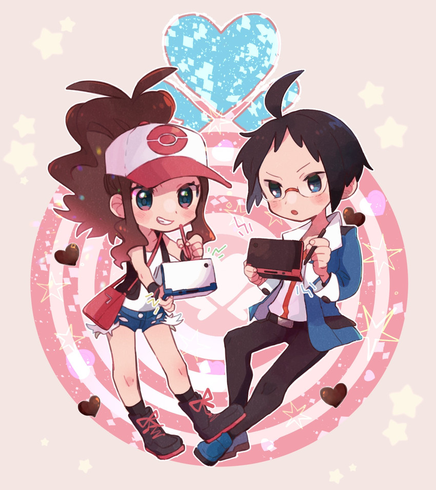 hilda and cheren (pokemon and 1 more) drawn by misha_(ohds101)
