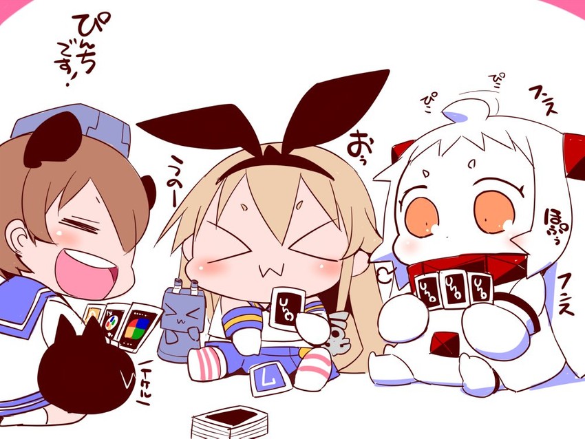 shimakaze, yukikaze, northern ocean princess, rensouhou-chan, and enemy aircraft (kantai collection) drawn by sako_(bosscoffee)