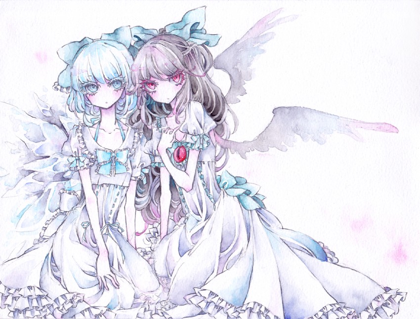 cirno and reiuji utsuho (touhou) drawn by miri_(tobira_no_mukou)