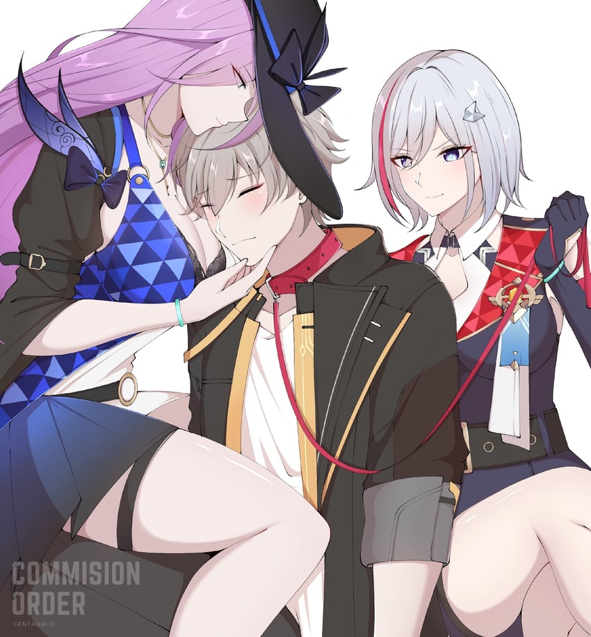 trailblazer, caelus, topaz, and jade (honkai and 1 more) drawn by centauri-d