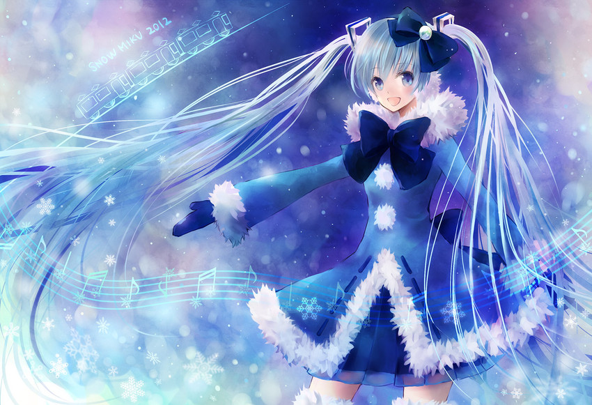 hatsune miku and yuki miku (vocaloid) drawn by sato_ame