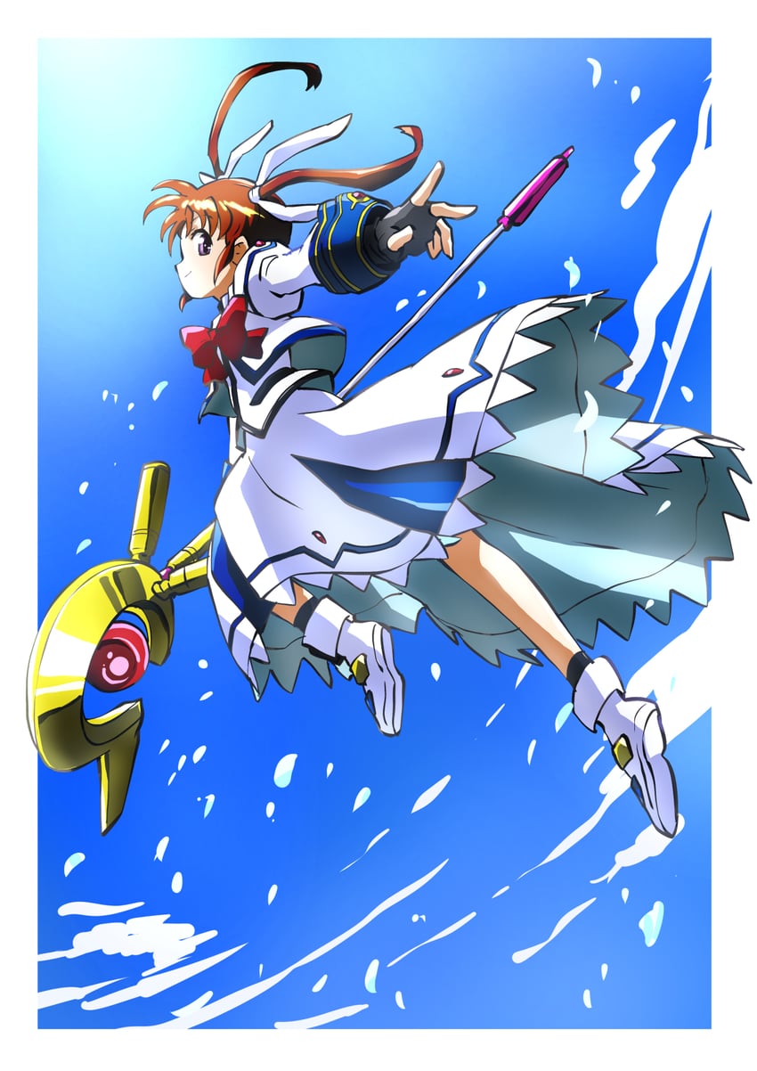 takamachi nanoha and raising heart (lyrical nanoha and 1 more) drawn by taiga_hiroyuki