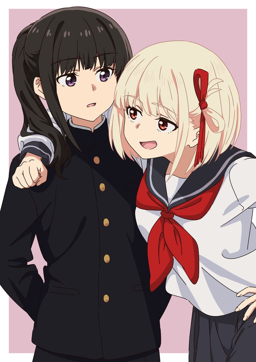 nishikigi chisato and inoue takina (lycoris recoil) drawn by asada7101