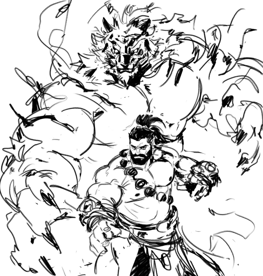 udyr and spirit guard udyr (league of legends) drawn by dopey_(dopq)