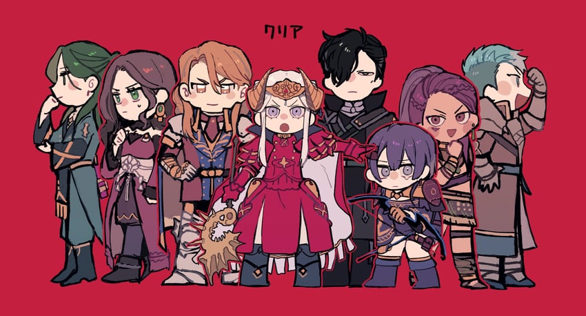 edelgard von hresvelg, dorothea arnault, bernadetta von varley, petra macneary, hubert von vestra, and 3 more (fire emblem and 1 more) drawn by c4vknggjci51182