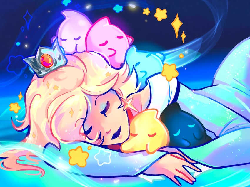 rosalina, luma, and polari (mario and 1 more) drawn by spybblez
