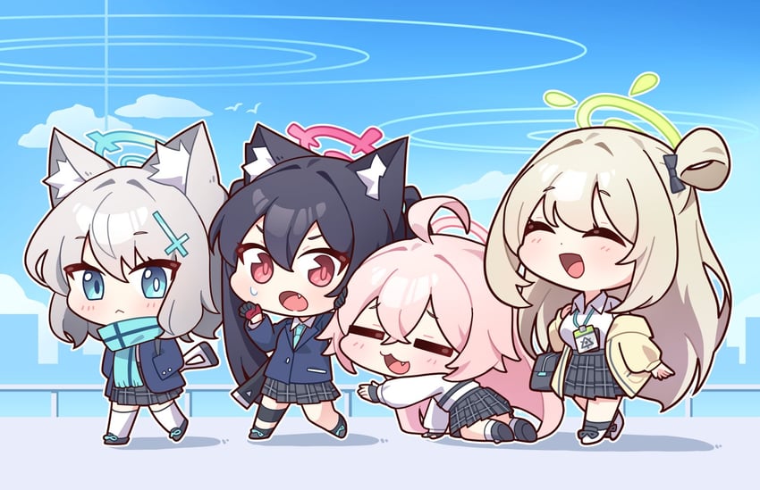 shiroko, hoshino, nonomi, and serika (blue archive) drawn by illust_sucong