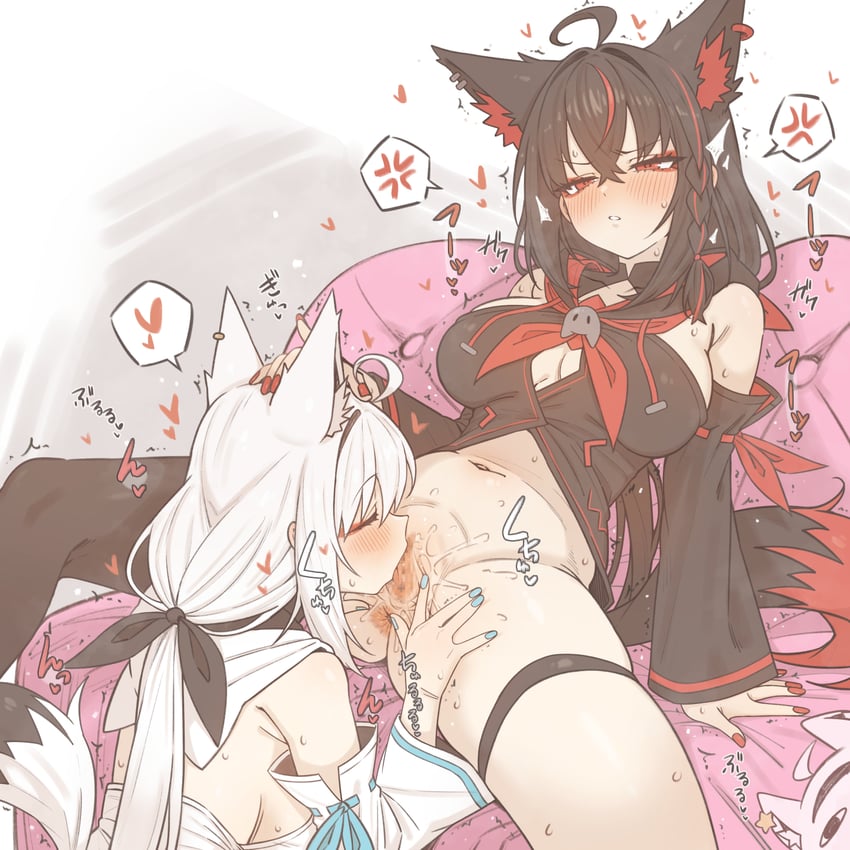 shirakami fubuki and kurokami fubuki (hololive) drawn by shiroi_yoru