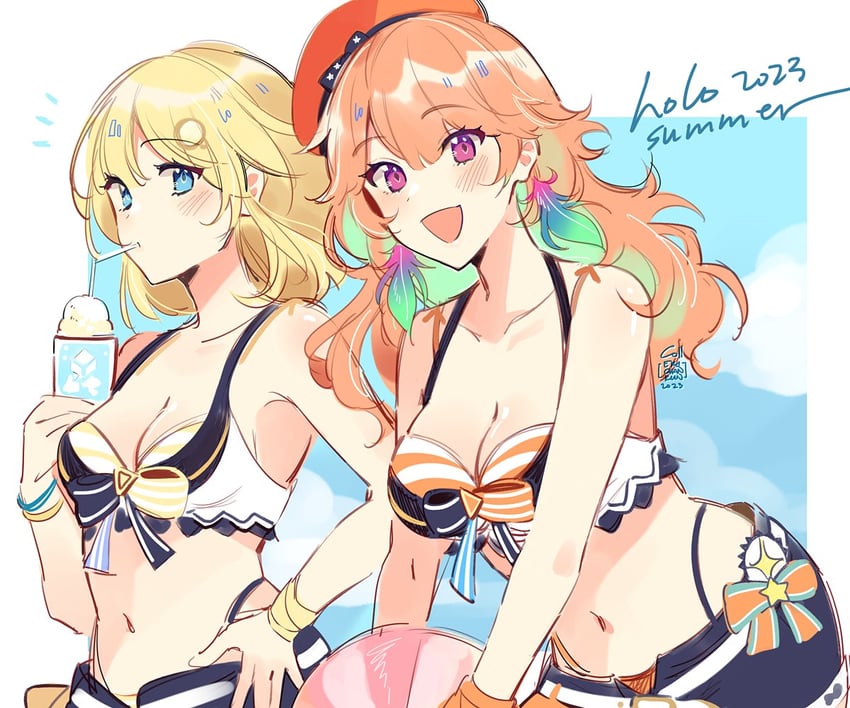 takanashi kiara and watson amelia (hololive and 1 more) drawn by coll_(erichankun)