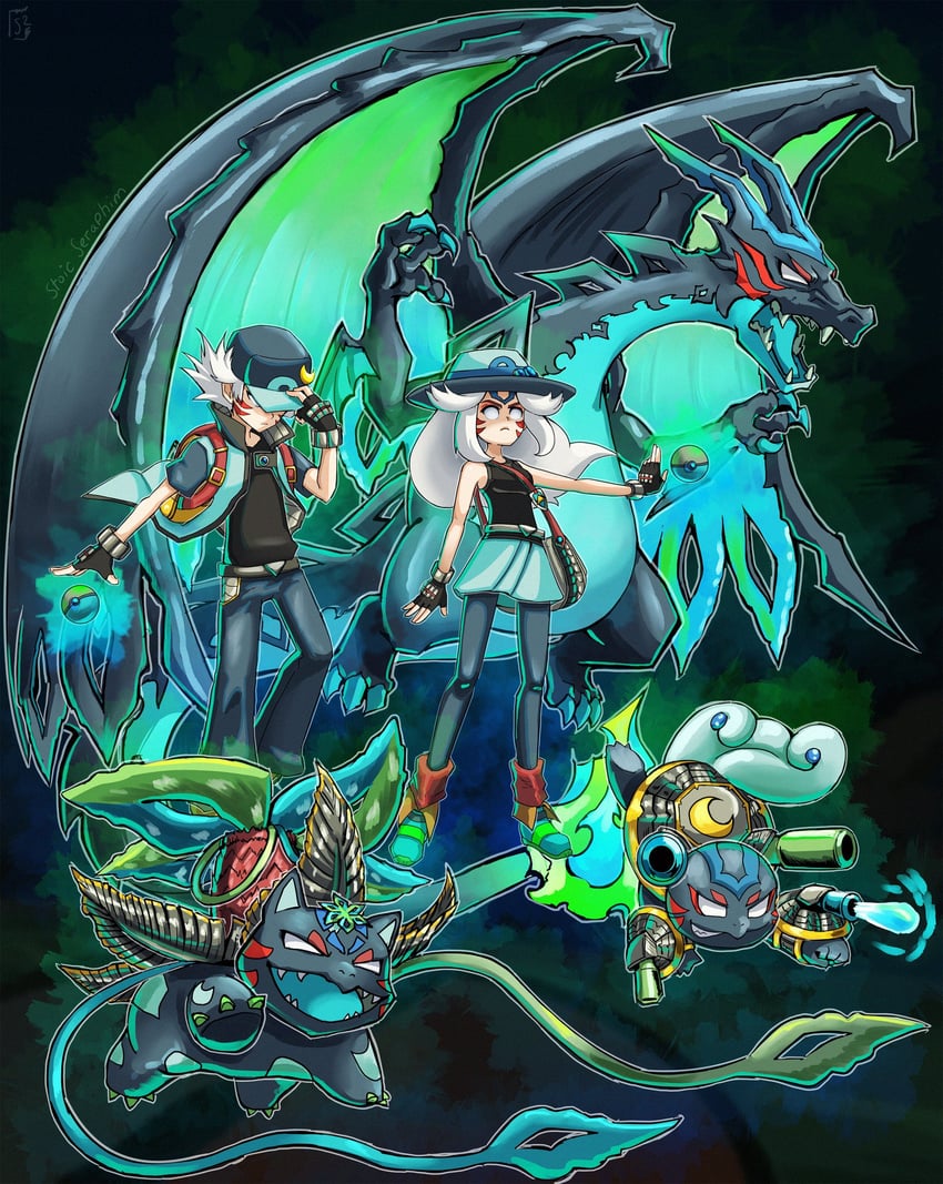 red, charizard, leaf, squirtle, ivysaur, and 1 more (pokemon and 4 more) drawn by stoic_seraphim