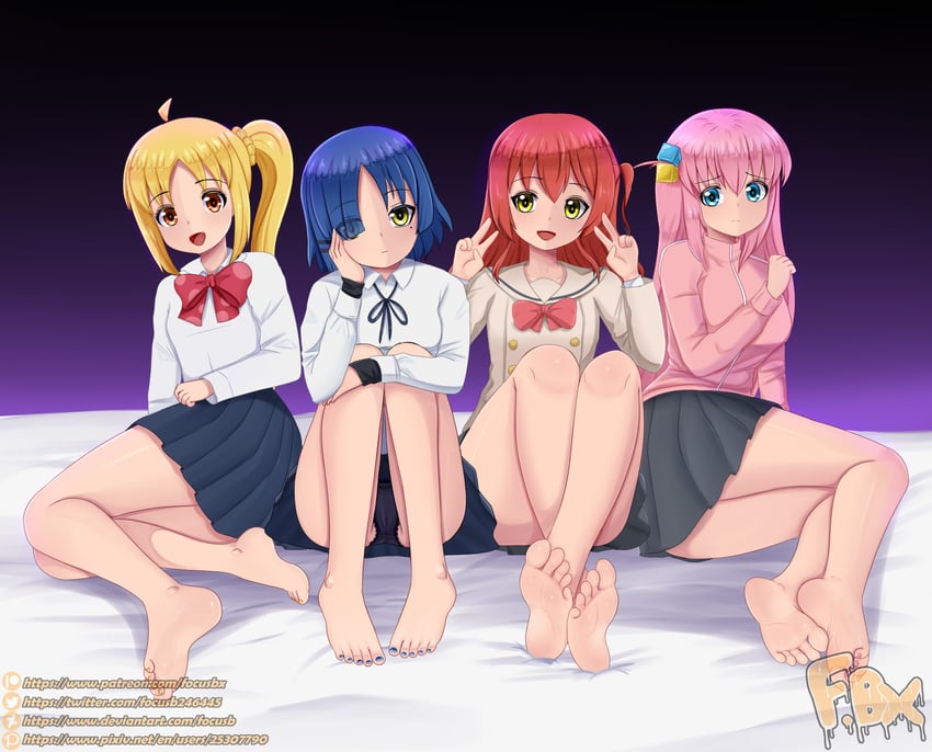 gotoh hitori, kita ikuyo, ijichi nijika, and yamada ryo (bocchi the rock!) drawn by focus_bx